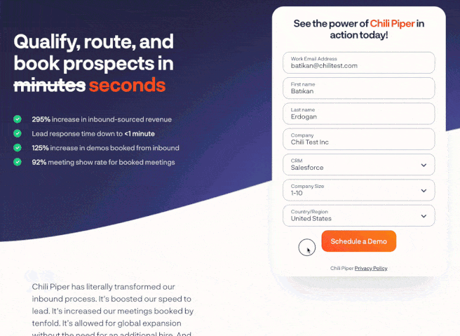Chili Piper Form Concierge demo