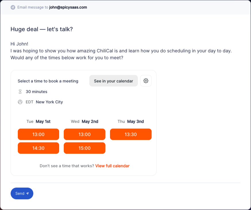 ChiliCal Scheduler - after state showing resolved scheduling
