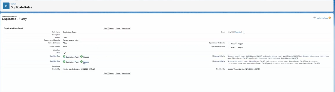 Duplicate checking with exact and fuzzy matching rules