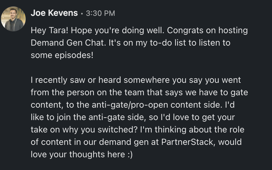 Screenshot of a LinkedIn conversation that inspired this post