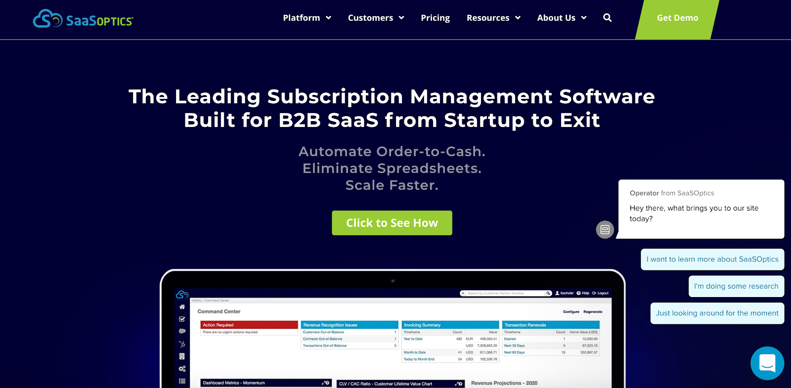 SaaSOptics subscription management platform