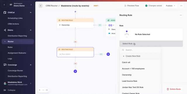 Setting up an SMB team routing rule in Distro