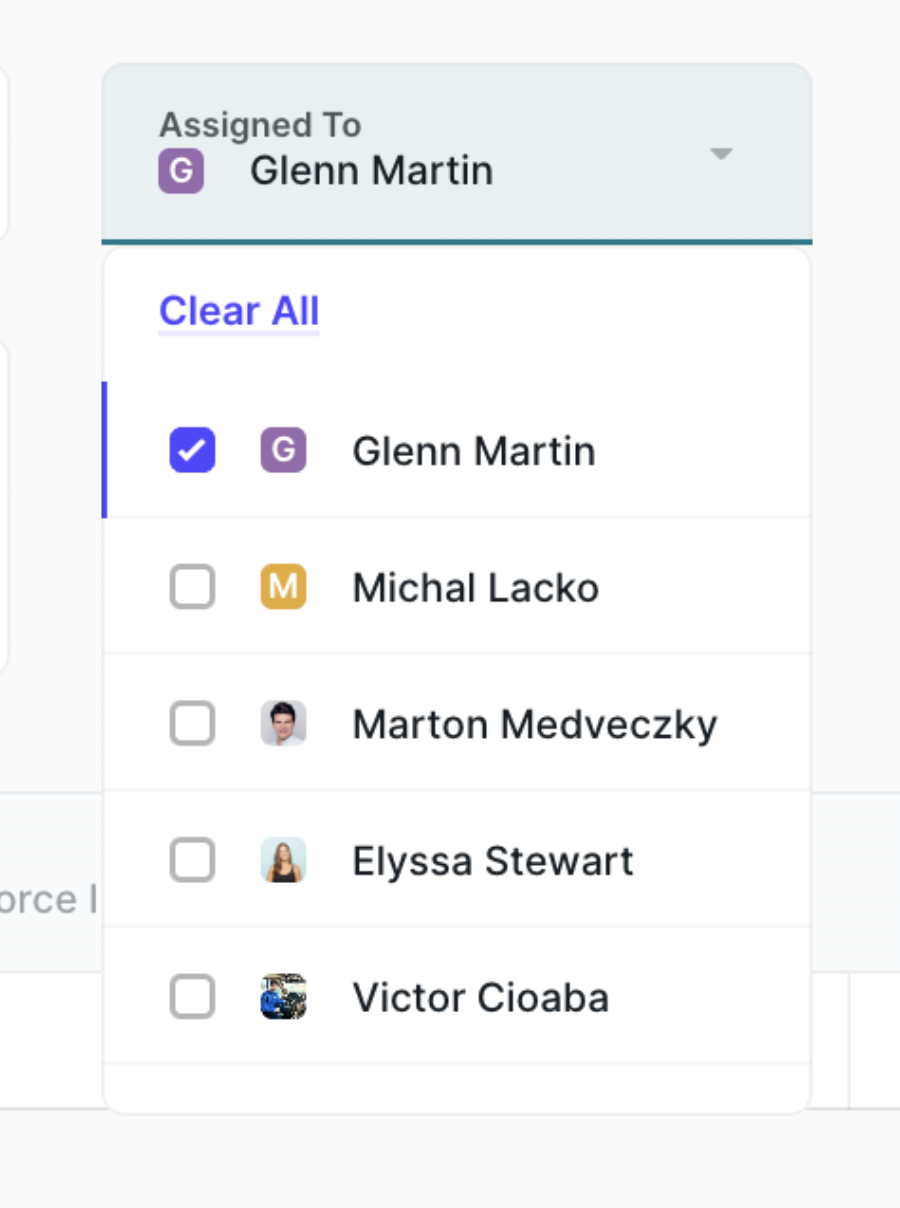 Assigned to filter on logs records page