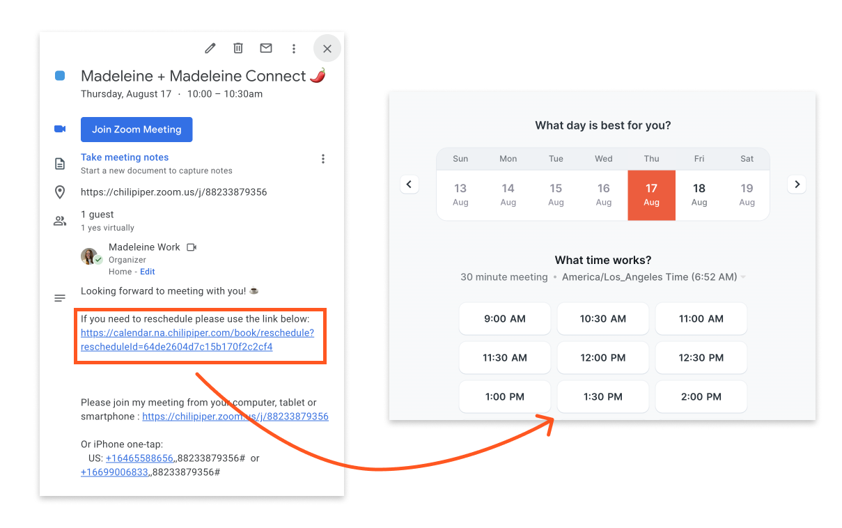 Easy rescheduling interface