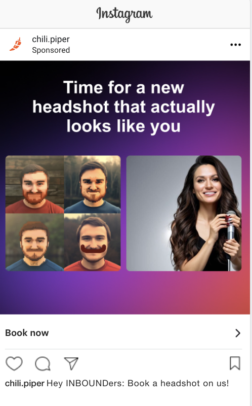 AI-generated headshot comparison - advertising the professional headshot booth