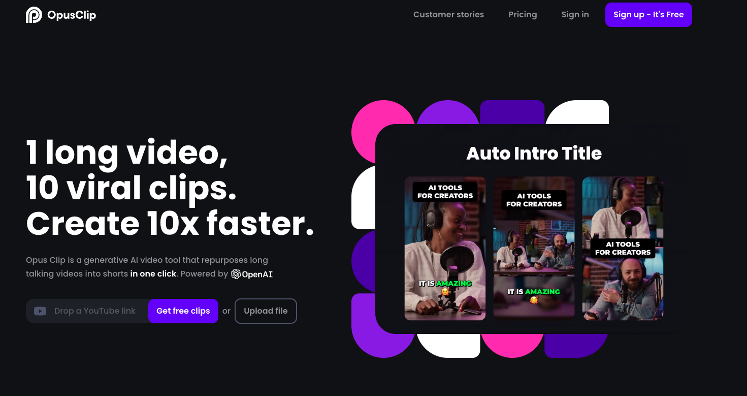 Opus.pro social clips tool
