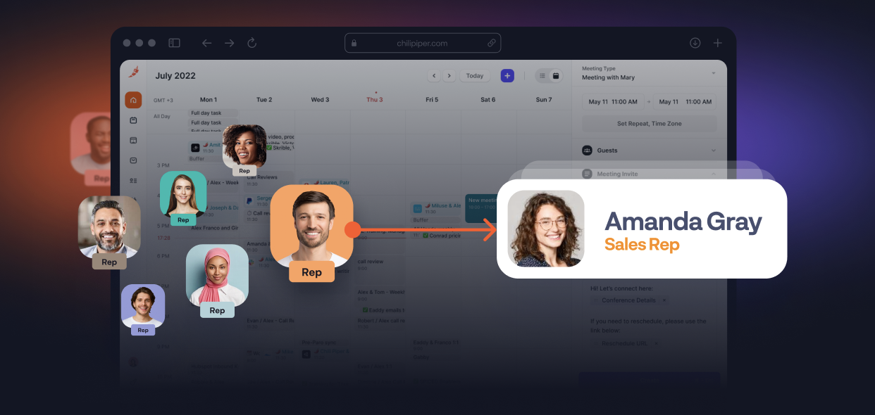Chili Piper meeting booking interface showing one-click scheduling