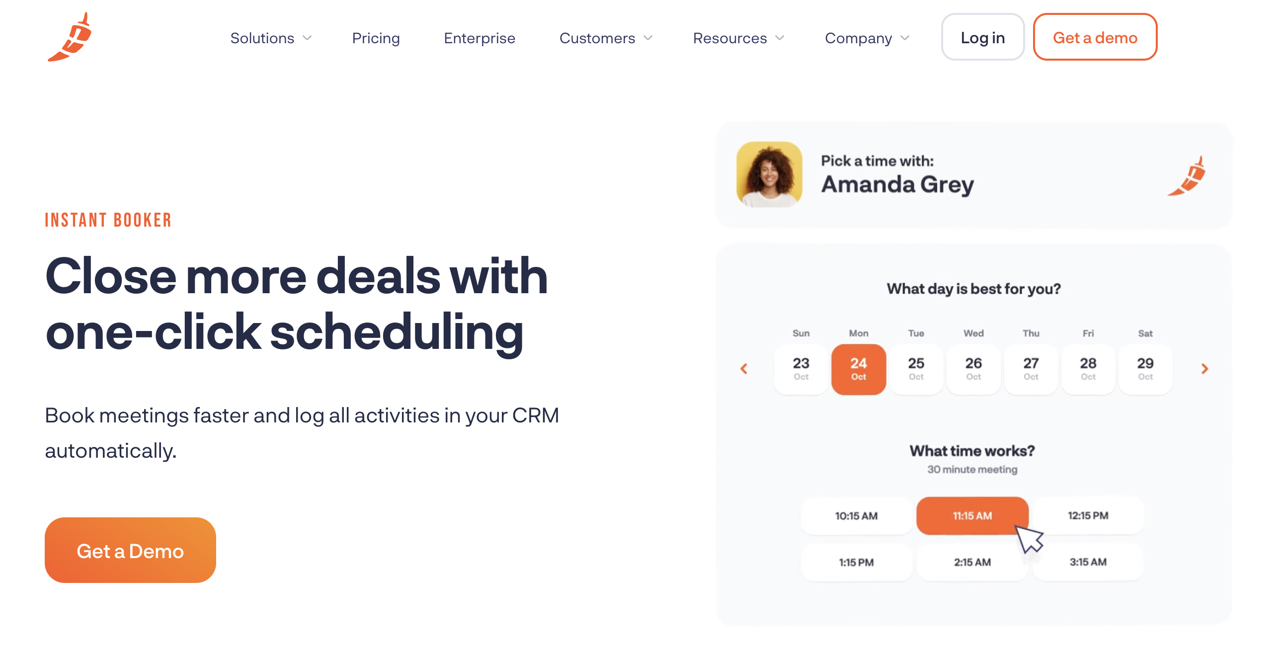 Chili Piper Instant Booker scheduling interface