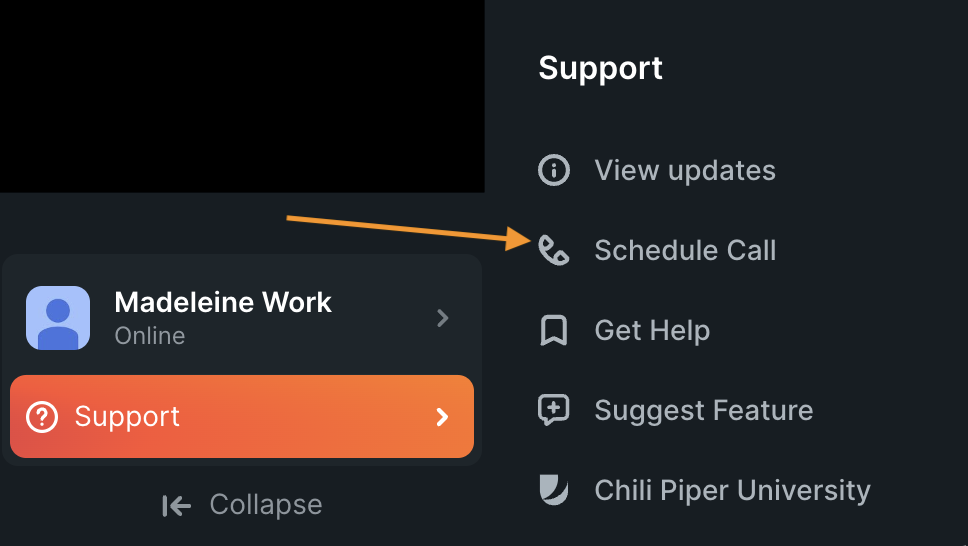 Schedule a call support option