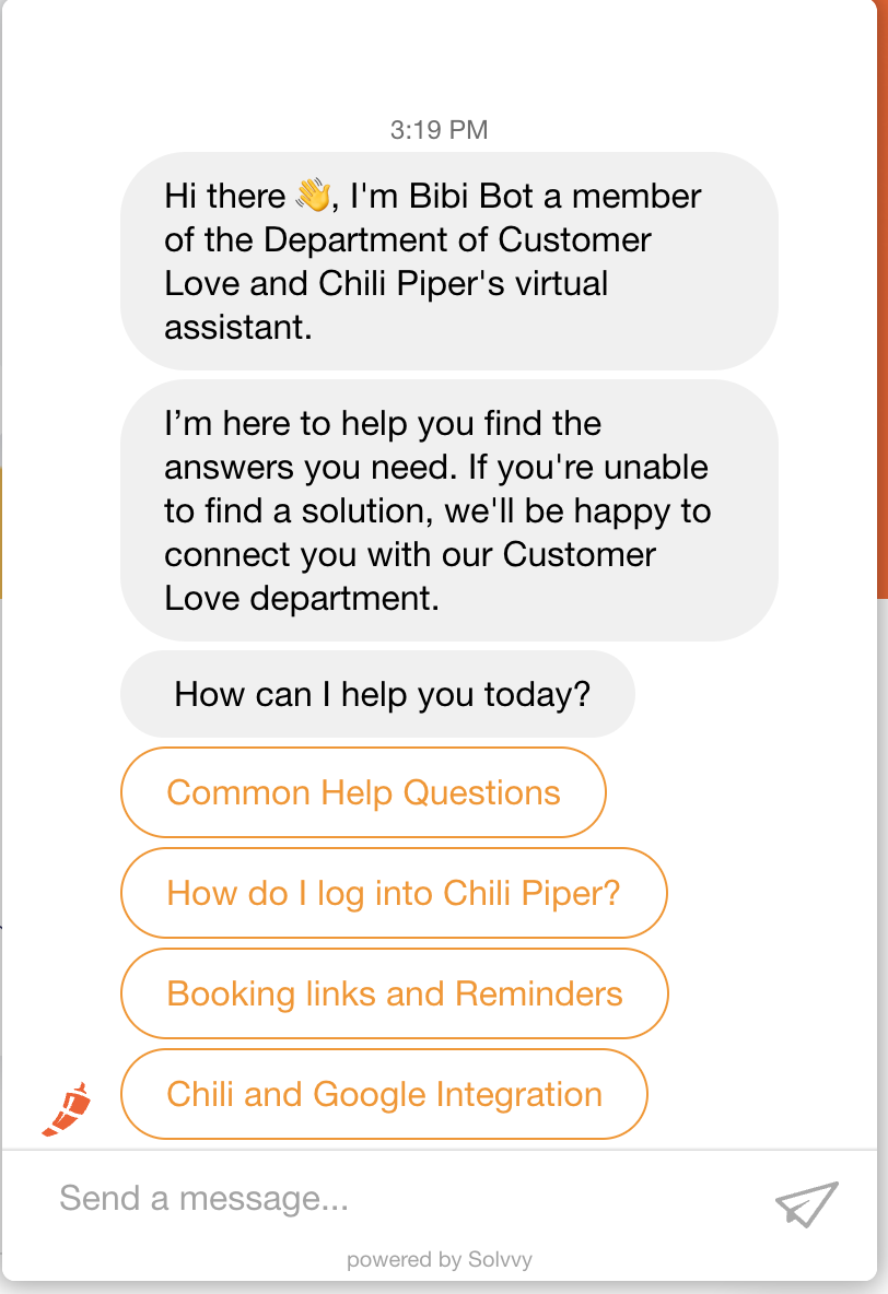 In-app chat support widget