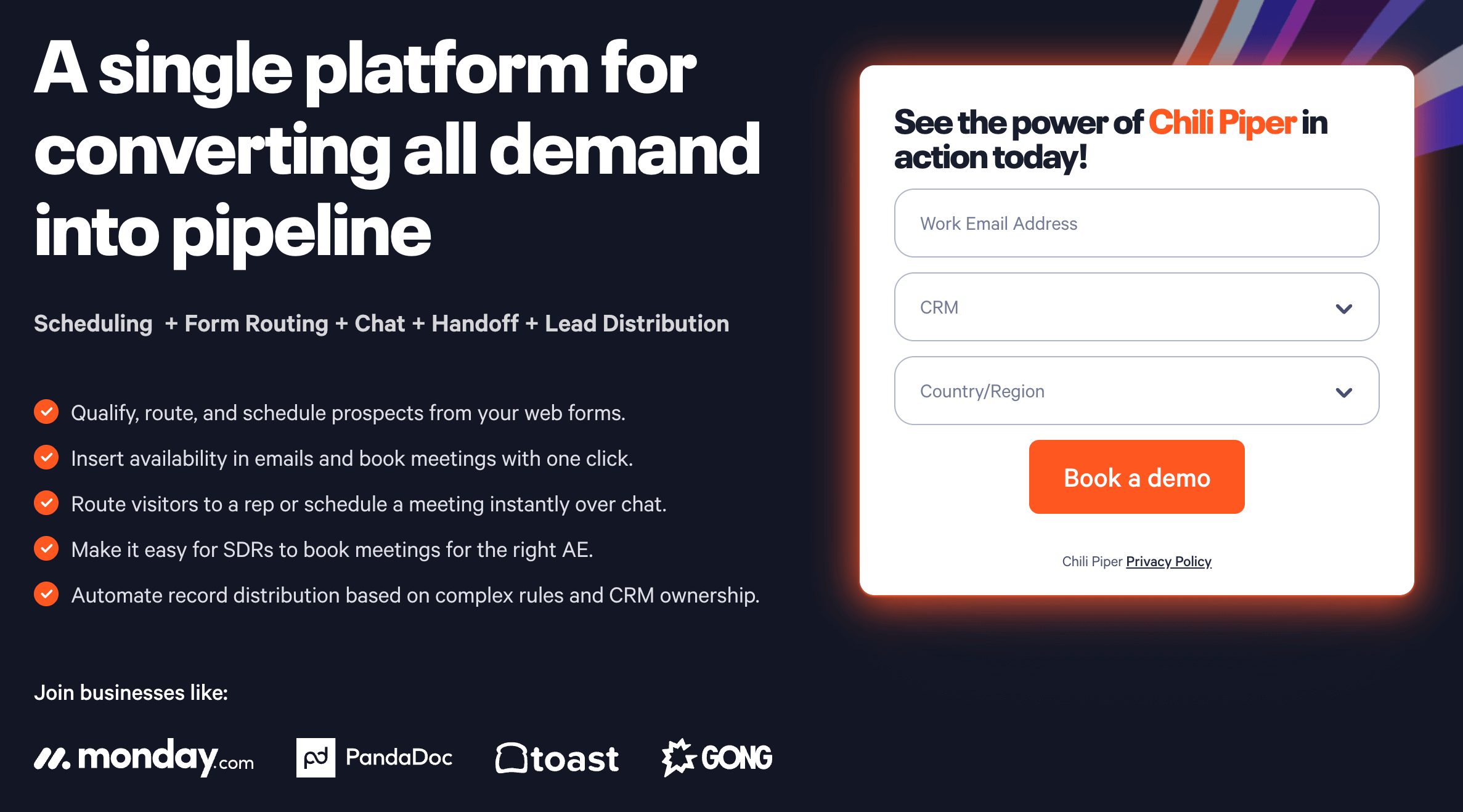 Demo request form example with enrichment