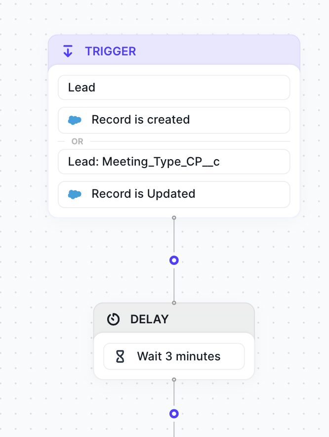 Setting up a trigger with a 3-minute delay for Clearbit enrichment in Distro