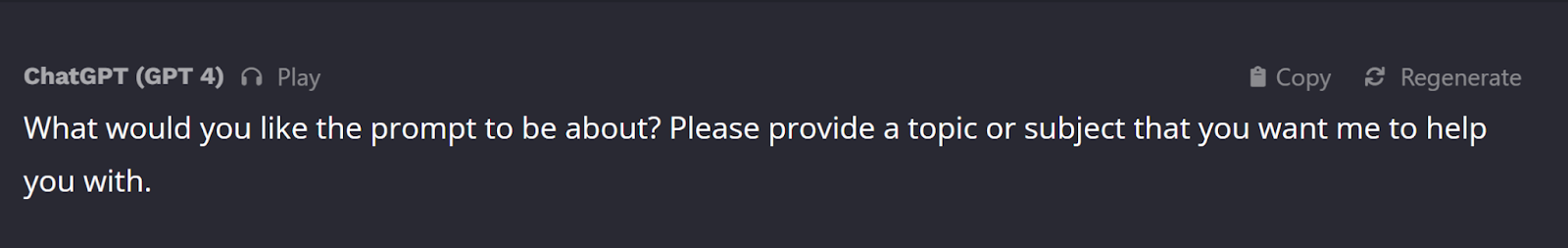 ChatGPT Prompt Creator - initial response