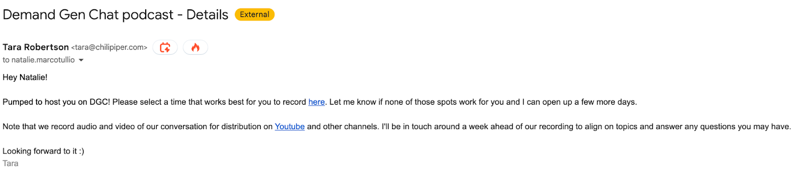 Email follow-up example