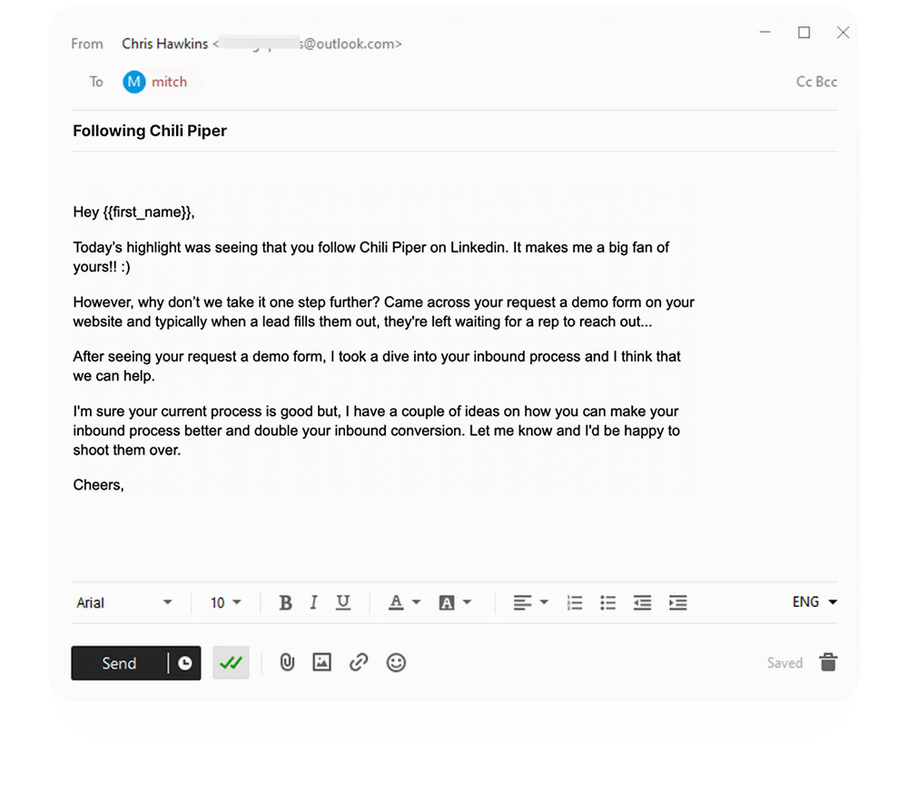 Cold email example offering a better way without criticizing the prospect's current process