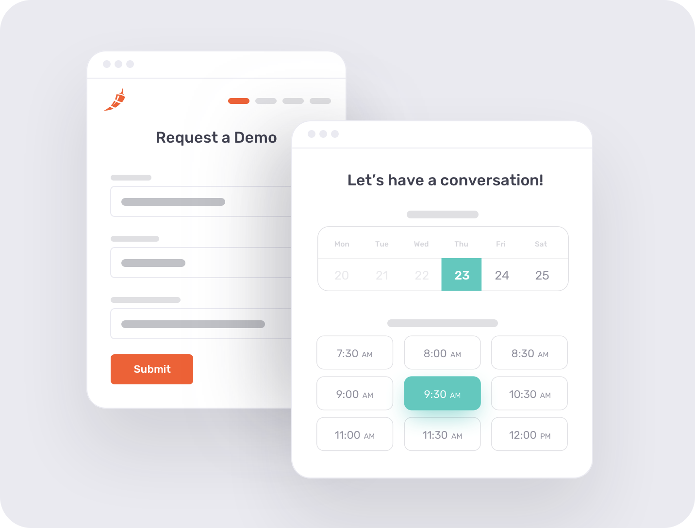 One-click booking interface for leads
