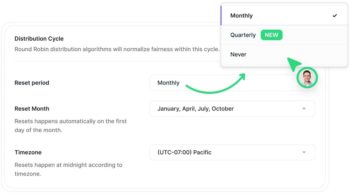 Distribution cycle settings