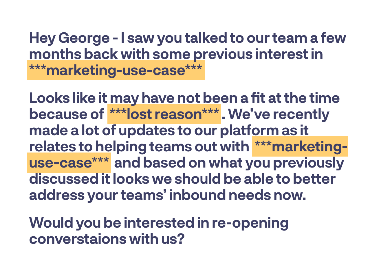 Closed lost opportunity re-engagement with Distro