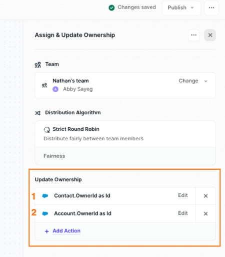 Multiple ownership updates on same node