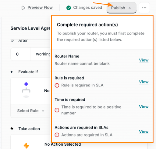 Router errors before publishing