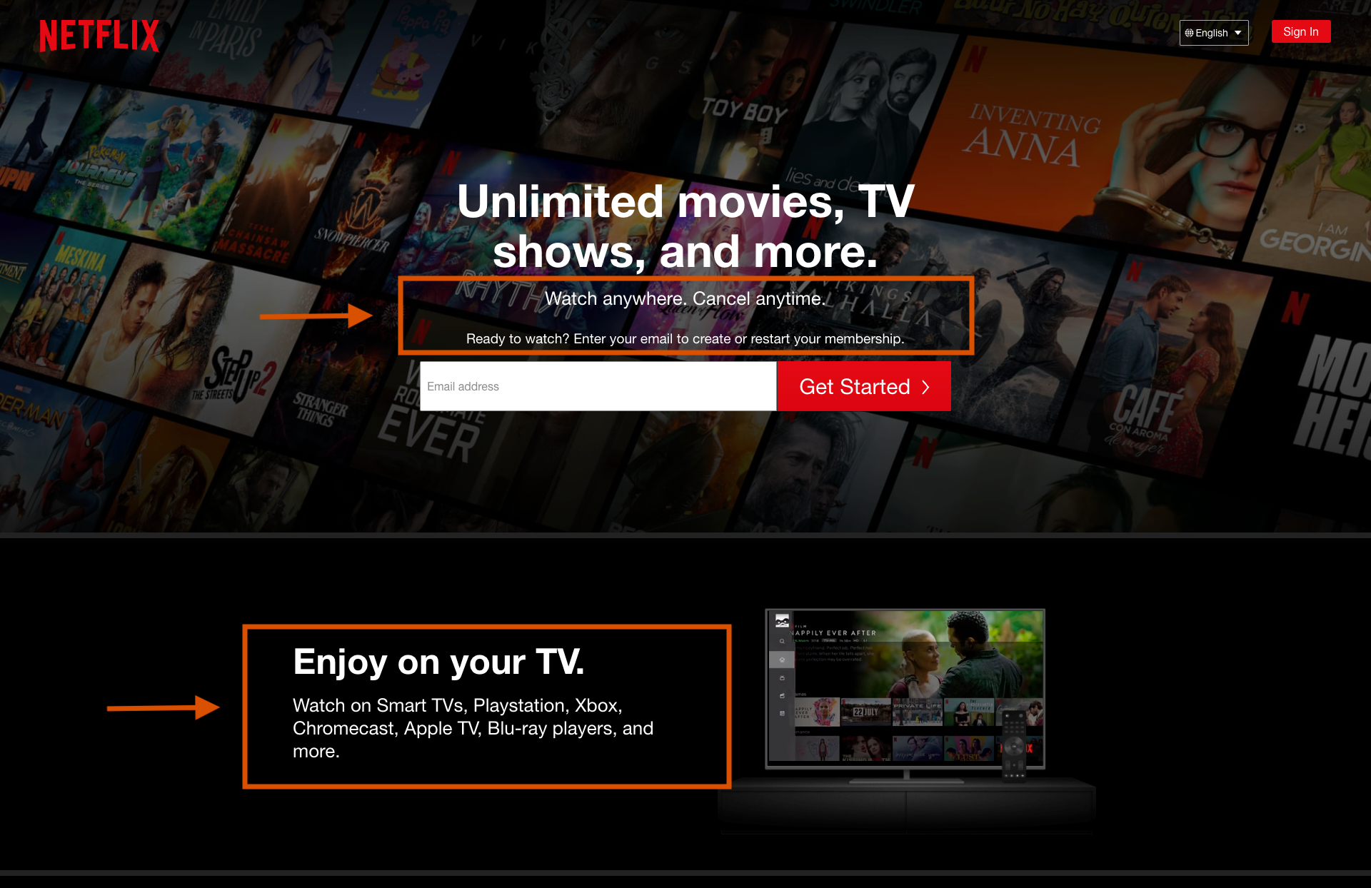 Netflix home screen