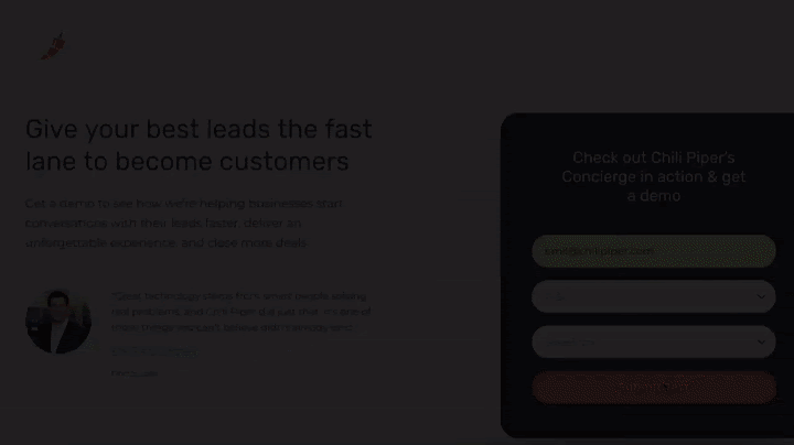 Chili Piper Concierge demo booking flow
