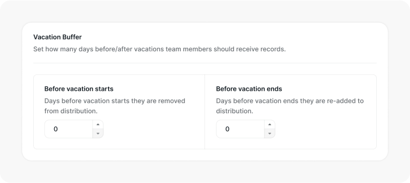 Vacation buffer settings