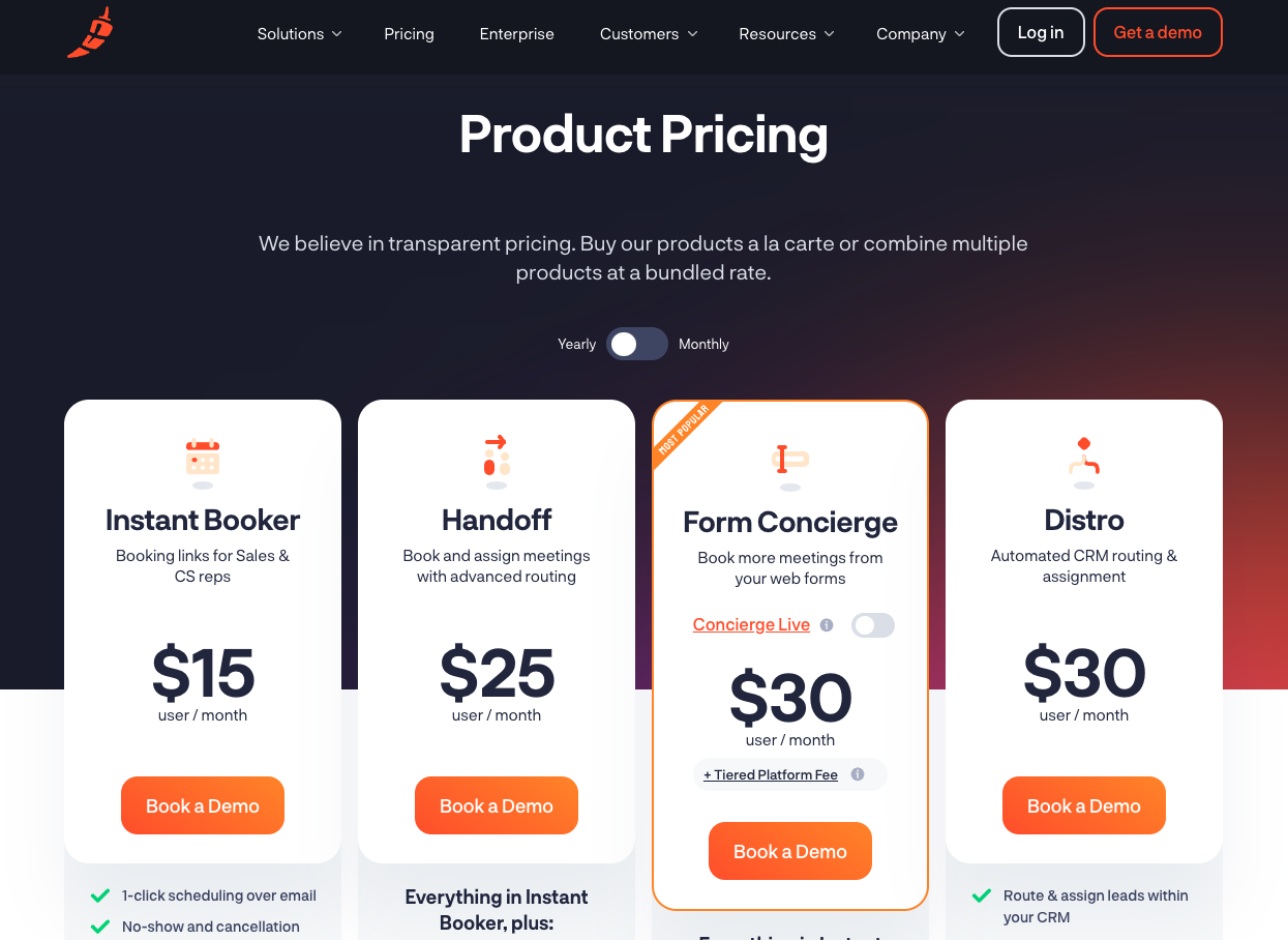 Chili Piper vs YouCanBookMe pricing comparison