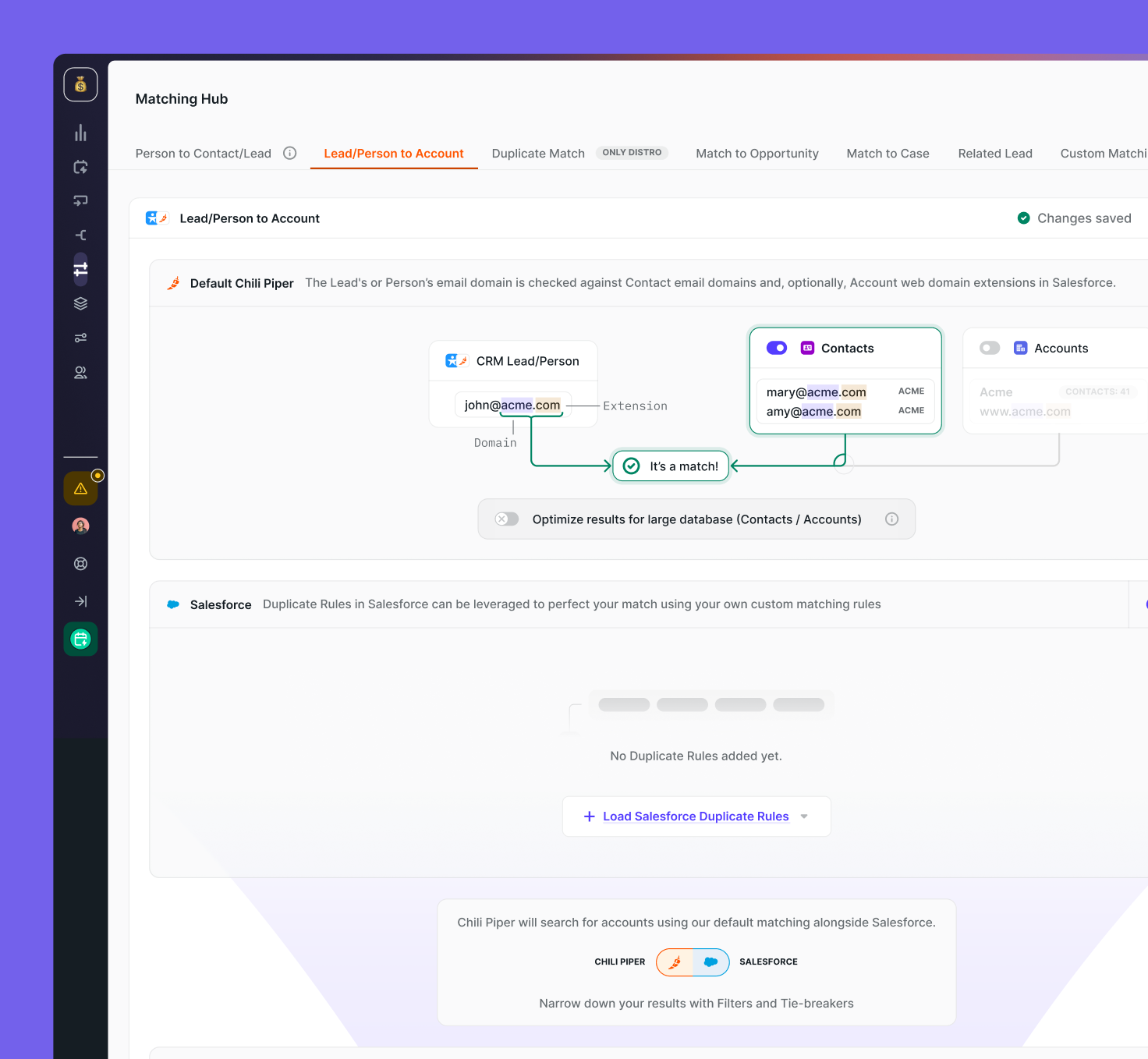 Simple lead-to-account matching