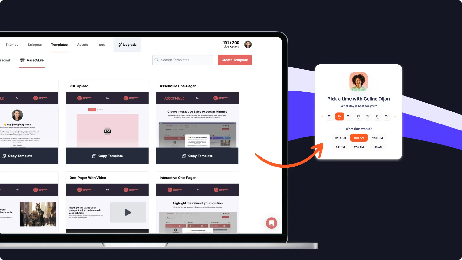 Add calendars to all your sales asset templates
