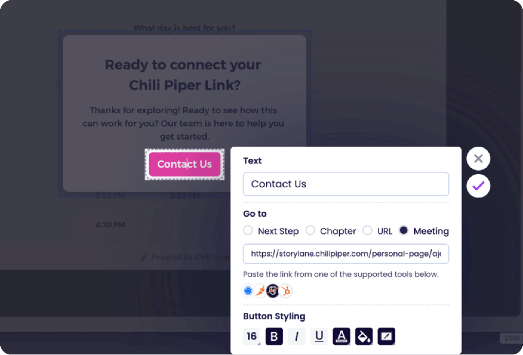 Book meetings anywhere in the demo